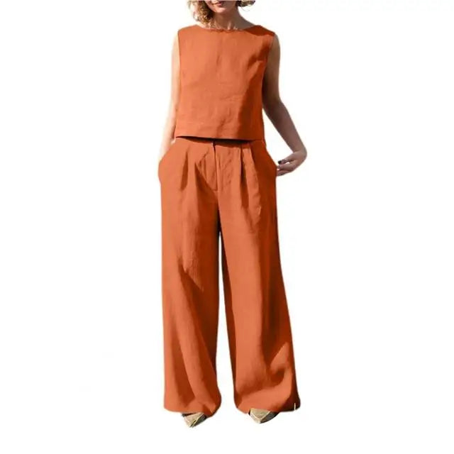 Conjunto Feminino Calça E Blusa Andressa Laranja - Coradon