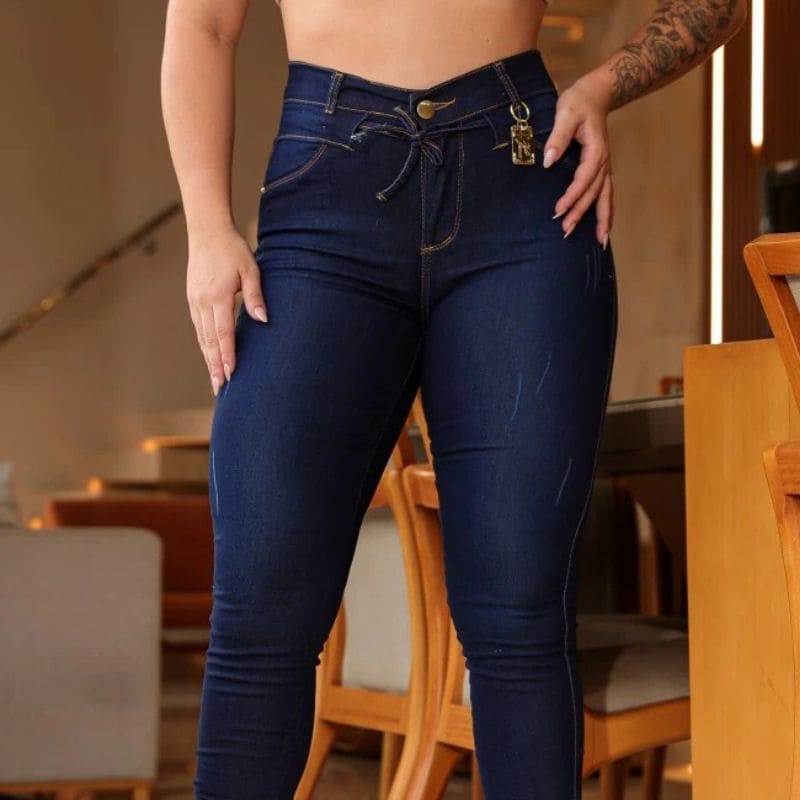 Calça Feminina Jeans Skinny Cós Alto