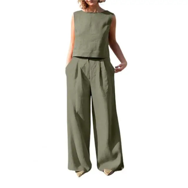 Conjunto Feminino Calça E Blusa Andressa Verde Militar - Coradon